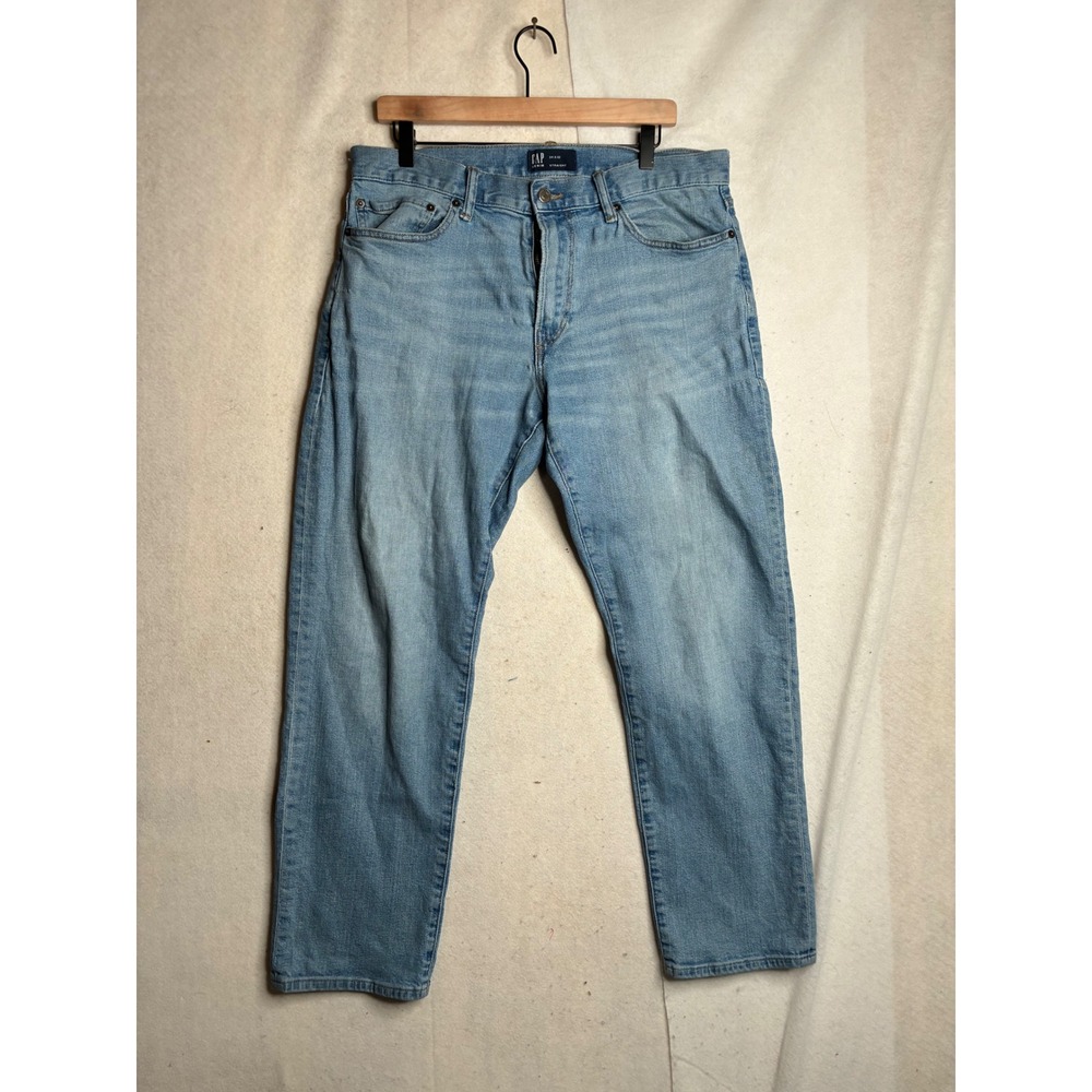 Gap Denim Straight Leg Jeans Mens 34x32 Light Wash Blue Pants 2800